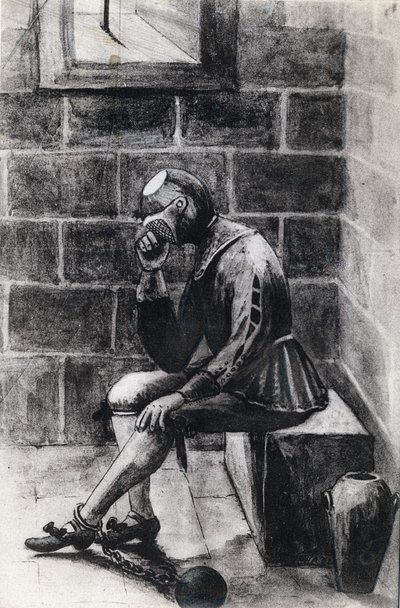 Mężczyzna w żelaznej masce więzień stanu internowany w więzieniu Świętej Wyspy Margarita. autorstwa Unknown artist