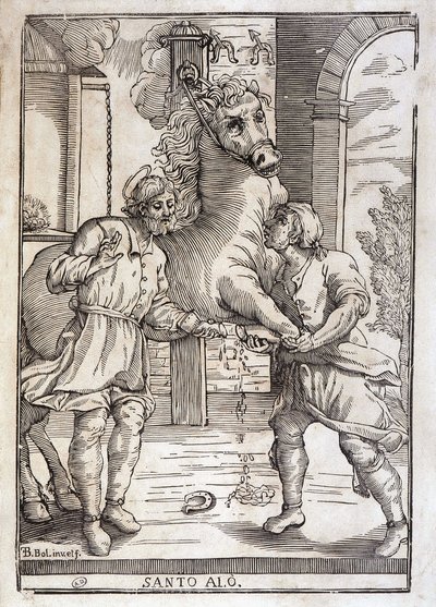 Cud Świętego Eloja (uzdrowienie konia po amputacji) - grawerowanie autorstwa Unknown artist
