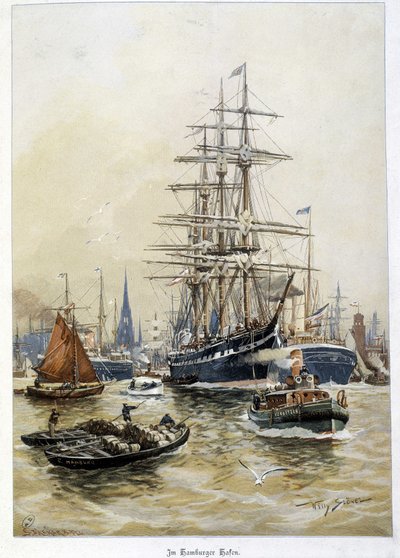 Port w Hamburgu w XIX wieku autorstwa Unknown artist