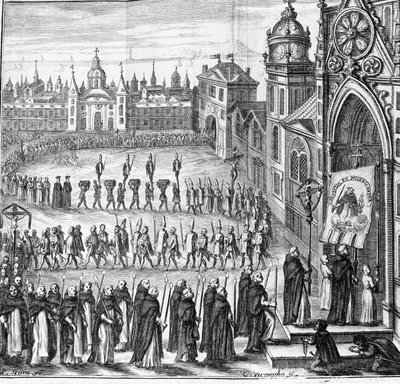 Procesja Inkwizycji trafia do Trybunału. Hiszpania. XVII wiek autorstwa Unknown artist
