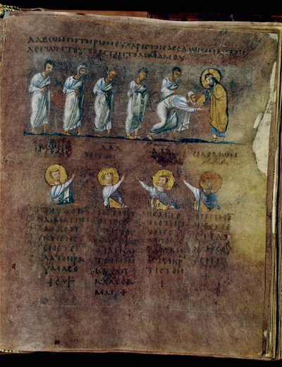 Purpurowy Codex Rossanensis, VI wiek (rękopis) autorstwa Unknown artist