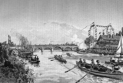 Regaty szkolne Joinville le Pont (Joinville-le-Pont), Ile de France. Grawerowanie w „” Dzienniku Młodzieży”” autorstwa Unknown artist