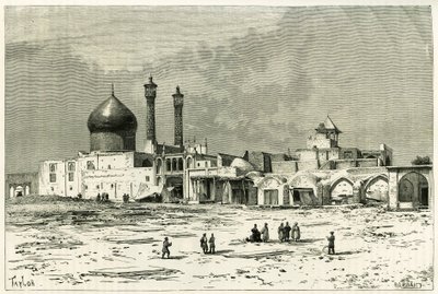 Grób Fatmy w Koum, wyryty przez Taylora, po fotografii, aby zilustrować historię „Persia, Chaldee i Susiane” w latach 1881-82, autorstwa Jane Dieulafoy (z domu Magre autorstwa Unknown artist
