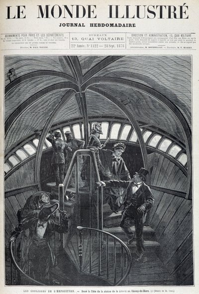 Wizyta wnętrza głowy Statuy Wolności na Wystawie Powszechnej – w „Świat Ilustrowany” z 28.09.1878 r. autorstwa Unknown artist