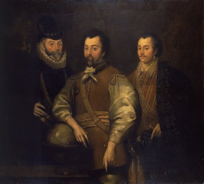 Thomas Cavendish, Sir Francis Drake i Sir John Hawkins autorstwa Unknown artist