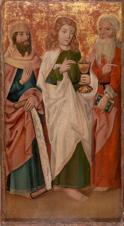 Trzej apostołowie z przecinakiem, kielichem i księgą autorstwa Unknown artist