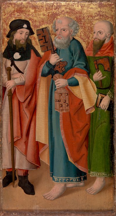 Trzej apostołowie z kijem, kluczem i siekierą autorstwa Unknown artist