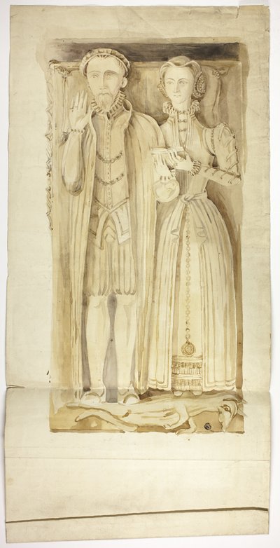 Płyta grobowa Tudorów z podobiznami mężczyzny i kobiety autorstwa Unknown artist