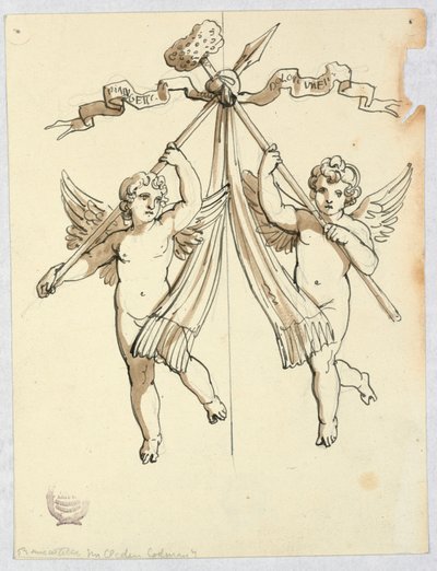 Dwa anioły z włócznią i świętą gąbką autorstwa Unknown artist