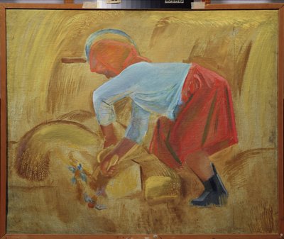 Żniwiarz z sierpem na głowie. Malarstwo Aleksieja Fiodorowicza Pachomowa (1900-1973), olej na płótnie autorstwa Unknown artist
