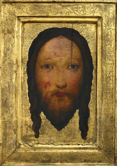 Vera Icon (lub Głowa Chrystusa) - Anonimowy. Tempera na desce, format: 44,7x32,2, ok. 1400, Muzeum Narodowe, Warszawa autorstwa Unknown artist