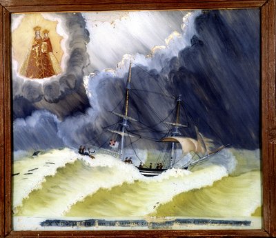 Statek w trudnej sytuacji - ex-voto Notre Dame de Laghet, 36 x 50 cm autorstwa Unknown artist