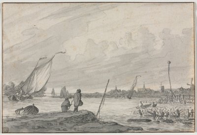 Widok Alkmaar z łodziami autorstwa Unknown artist