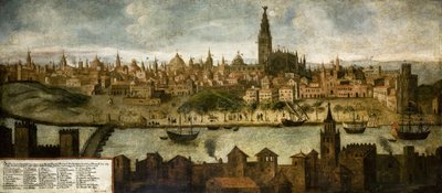 Widok Hispalis (Sewilla), Anonimowy. Olej na płótnie, format : 108x242 autorstwa Unknown artist