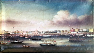 Widok na port w Szanghaju, ok. 1850 r. autorstwa Unknown artist