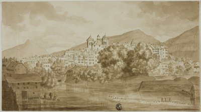 Widok na miasto z widokiem na rzekę autorstwa Unknown artist