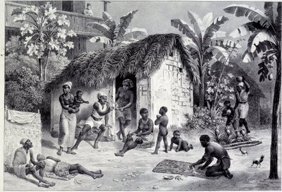 Widok plantacji z węglem murzynów w Indiach Zachodnich. Rycina z XVIII wieku. Chartres, Muzeum Sztuk Pięknych autorstwa Unknown artist