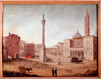 Widok na bazylikę Santa Maria Maggiore (Santa Maria Maggiore) w Rzymie Anonimowa akwarela. XVIII-wieczny Rzym, muzeum Rzymu autorstwa Unknown artist
