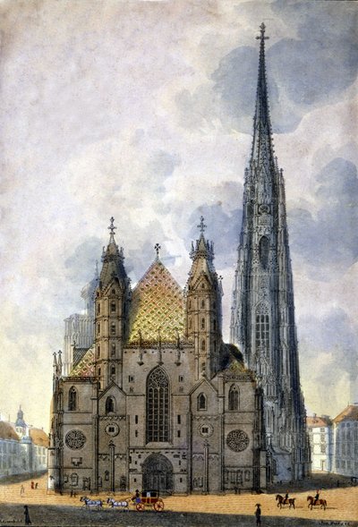 Widok katedry św. Szczepana (św. Szczepana lub św. Szczepana lub św. autorstwa Unknown artist
