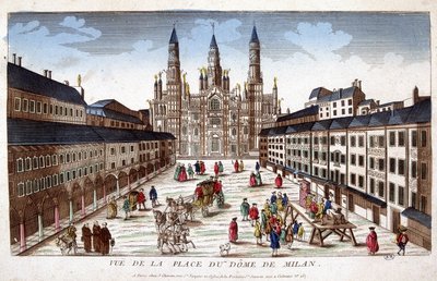 Widok na plac Duomo w Mediolanie. Początek XVIII wieku. autorstwa Unknown artist