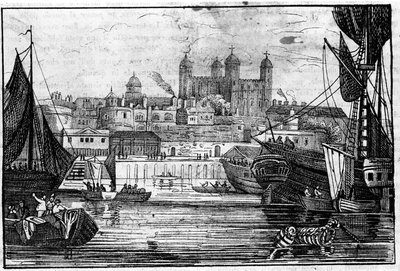 Widok na Tower of London i Tamizę pod koniec XVIII wieku Grawer autorstwa Unknown artist