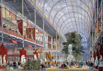 Widok na wystawę światową w Crystal Palace, zbudowanym na tę okazję przez Josepha Paxtona, w 1851 roku w Londynie autorstwa Unknown artist
