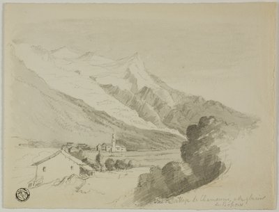 Widok na wioskę Chamonix i lodowiec Bossons autorstwa Unknown artist