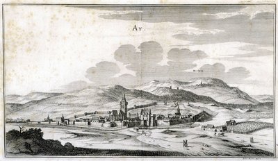 Widok na miasto Ay. Rycina z końca XVIII wieku. autorstwa Unknown artist