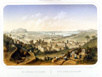 Widok na miasto Palermo (Palermo). 1850. Grawerowanie z 1860 autorstwa Unknown artist