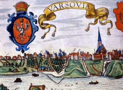 Widok miasta Warszawy z herbem miasta. 1780. autorstwa Unknown artist