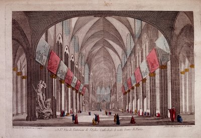 Widok wnętrza Notre-Dame de Paris - widok optyczny autorstwa Unknown artist