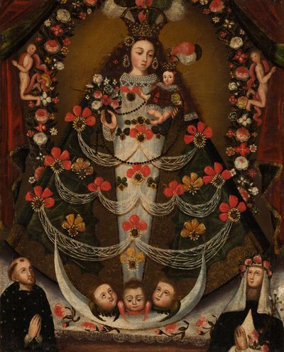 Dziewica z Pomaty ze świętym Mikołajem Tolentino i świętą Różą z Limy autorstwa Unknown artist