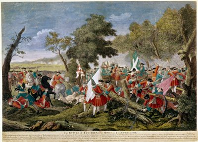 Wojna o sukcesję hiszpańską (1701-1714): widok bitwy pod Malplaquet koło Mons na granicy francusko-belgijskiej 11.09.1709 przeciwstawienie wojsk francuskich i hiszpańskich koalicji angielskiej, holenderskiej i austriackiej - Druki z 1709 r. - BN Paris autorstwa Unknown artist