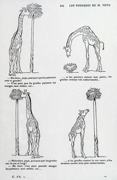 Dlaczego od pana Toto: Dlaczego palma jest taka duża i dlaczego żyrafa ma tak długą szyję. (komedia nawiązująca do teorii Darwina) autorstwa Unknown artist