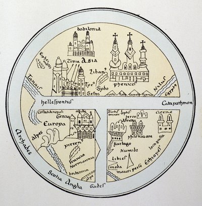 Mapa świata z XI-wiecznego rękopisu w Lipsku autorstwa Unknown artist