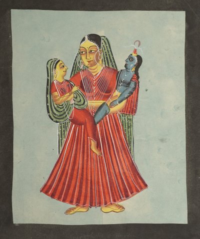 Yaśoda trzymająca Kryszna i Radha autorstwa Unknown artist