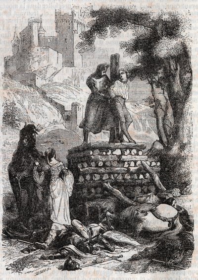 Zerbin na Bucherze, Delivre by Roland - rycina z 1851 r. z „Wściekły Rolanda” autorstwa Unknown artist