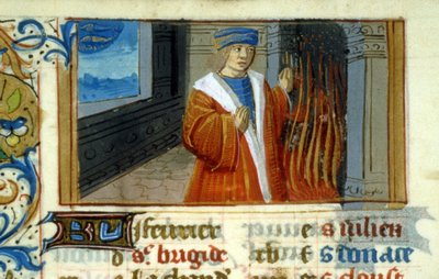 Zodiak Ryba, kominek - miniatura, średniowiecze (ref. 137, 046v): Prośba o pozwolenie do Biblioteki Miejskiej Tuluzy (tel: 05 62 27 66 66) autorstwa Unknown artist