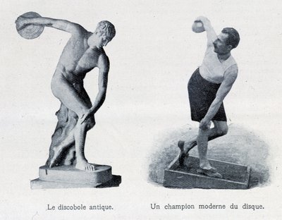 starożytny discobol i współczesny mistrz rekordu. autorstwa Unknown artist