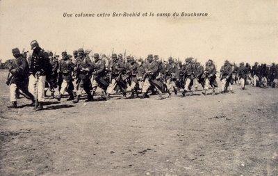 Bir Rashid w Barh el Gazel, Czad, francuscy legioniści na patrolu. pocztówka 1910 autorstwa Unknown photographer