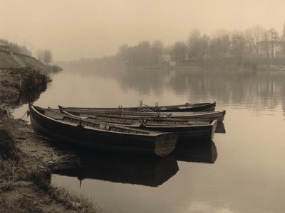 Łodzie na rzece Arno, Florencja autorstwa Unknown photographer