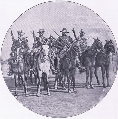Burowie uzbrojeni w karabiny i parasole z After Pretoria: The Guerilla War wydanego przez Harmsworth Bros Limited autorstwa Unknown photographer