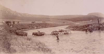 Kanon przekraczający rzekę podczas wojny burskiej autorstwa Unknown photographer