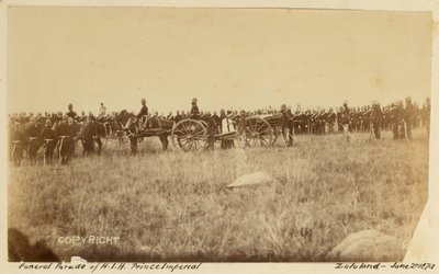 „Parada pogrzebowa HIH Prince Imperial, Zululand”, 2 czerwca 1879 (zdjęcie czarno-białe) autorstwa Unknown photographer