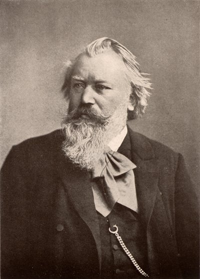 Johannes Brahms (1833-1897), niemiecki kompozytor, półtony (druk) autorstwa Unknown photographer
