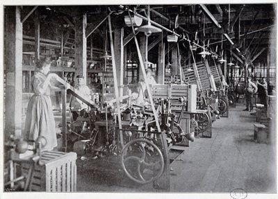 Produkcja opakowań w fabryce czekolady Van Houten - fotografia, koniec XIX wieku autorstwa Unknown photographer
