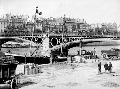 Paryż: Most Carrousel i doki - fotografia, koniec XIX wieku autorstwa Unknown photographer