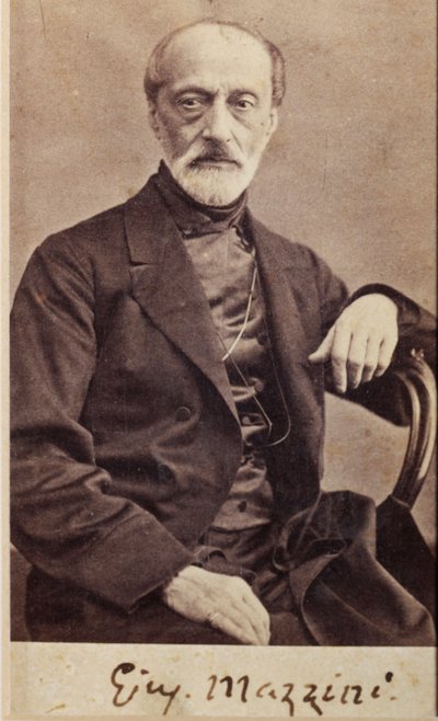 Portret Giuseppe Mazziniego, z autografem (zdjęcie czarno-białe) autorstwa Unknown photographer
