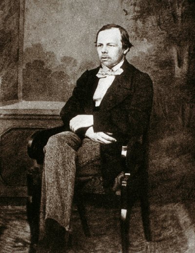 Portret rosyjskiego pisarza Fiodora Dostojewskiego (Dostojewskiego lub Dostojewskiego) (1821-1881). Fotografia z XIX wieku. autorstwa Unknown photographer