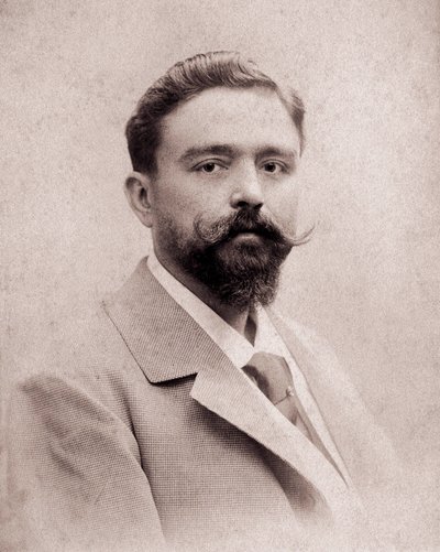 Portret kompozytora i pianisty Isaaca Albeniza (1860-1909) w wieku 35 lat. Zdjęcie z 1895 r. Madryt. Fundacja Albeniza. autorstwa Unknown photographer